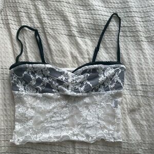 SHEIN Black and White Lace Crop Top